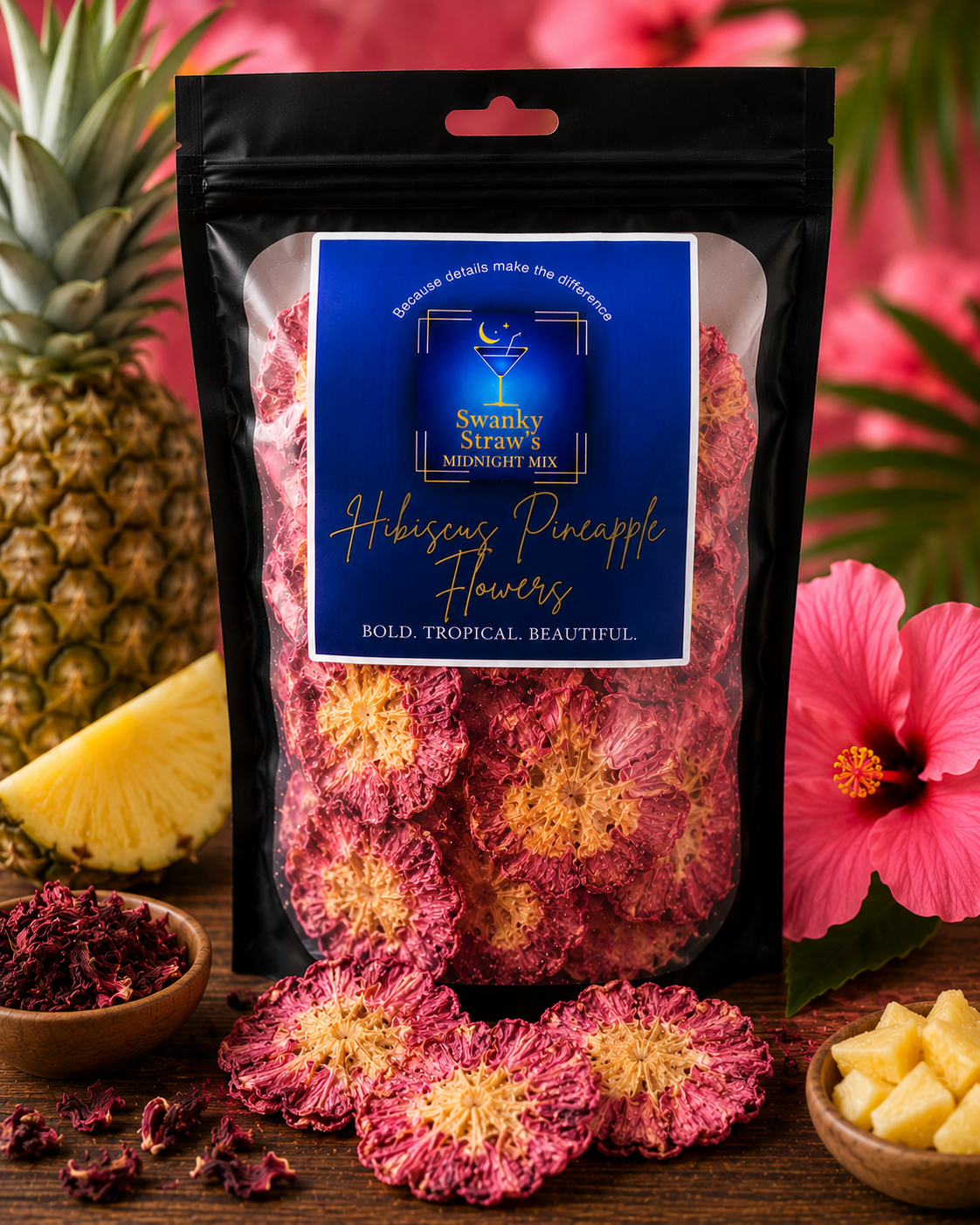 Dehydrated Hibiscus Pineapple Flowers